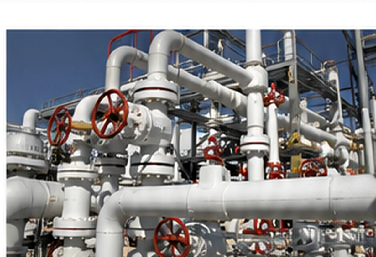 Industrial pipework and process valves at a facility