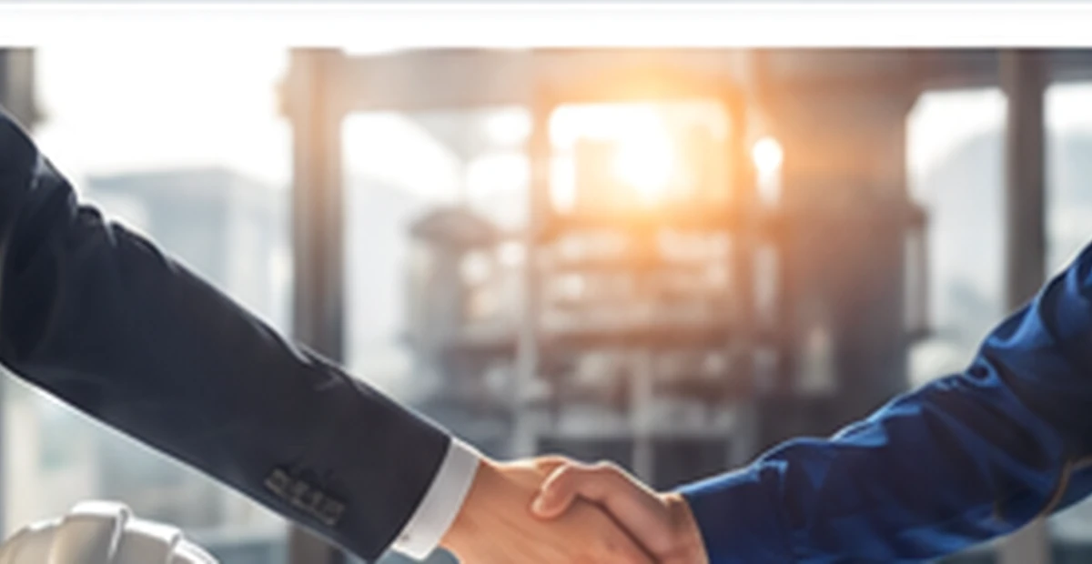 Procurement specialist and industrial representative confirming a supply agreement